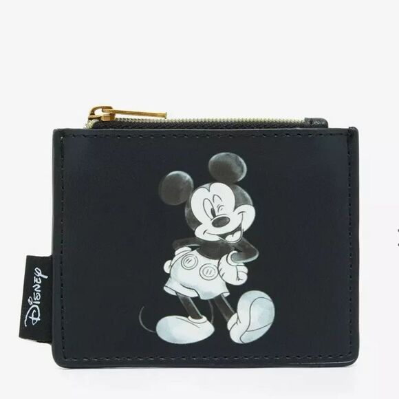 Disney Loungefly Mickey Mouse Black & White Icon Cardholder Blk/White NWT in pkg - Picture 1 of 4